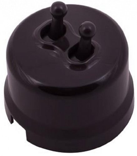 Выключатель-ретро пластик тумблерный Bironi Лизетта 2-кл. коричневый фото Выключатель-ретро пластик тумблерный Bironi Лизетта 2-кл. коричневый картинка